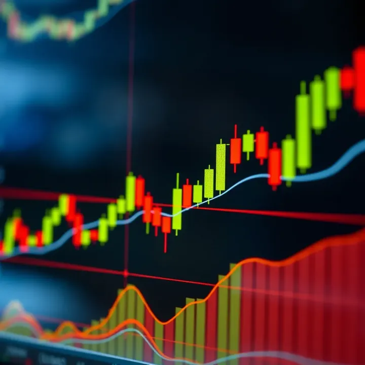Japanese candlestick chart illustrating bullish and bearish patterns on a financial market graph