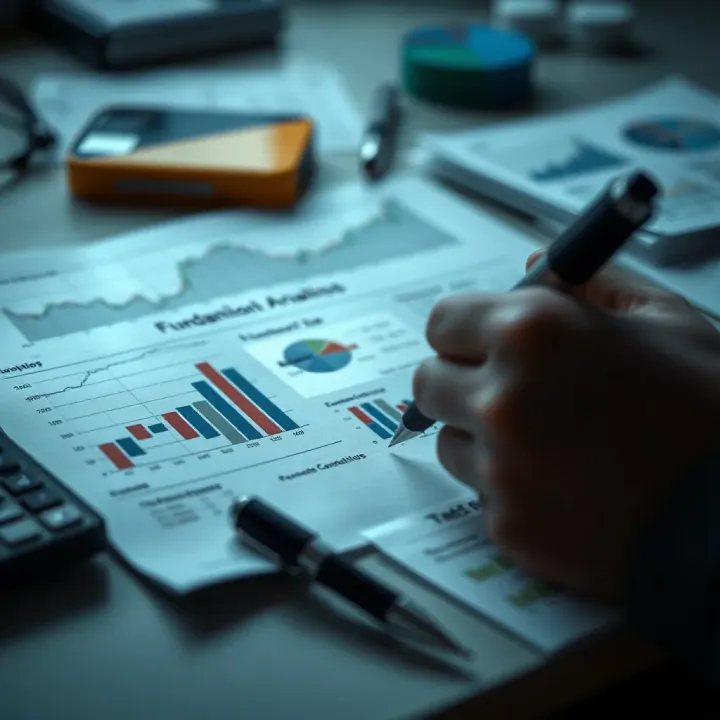 Financial documents and company reports illustrating fundamental data like earnings, assets, and liabilities