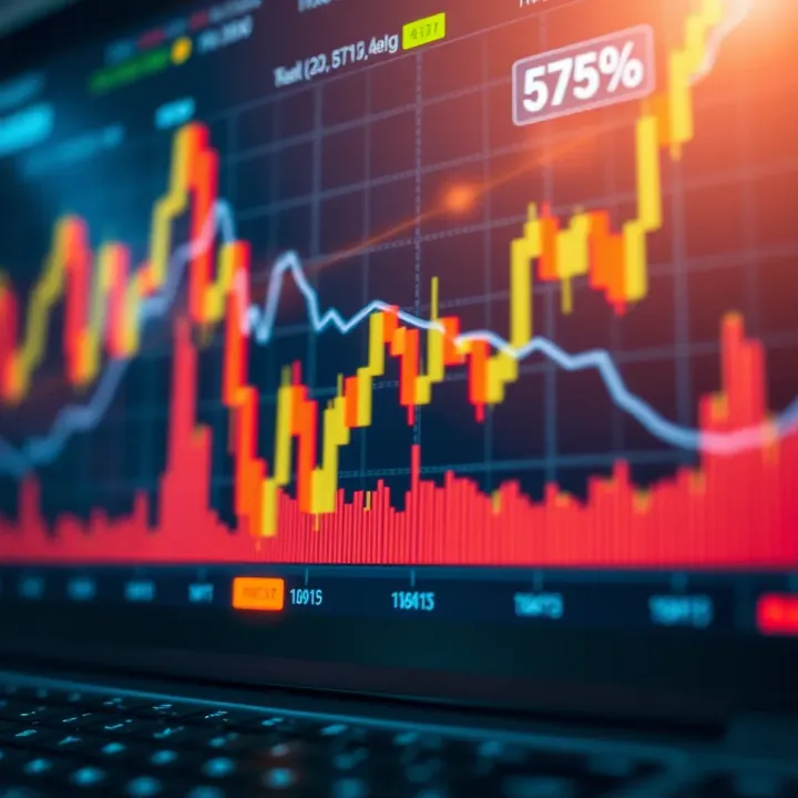 Financial market chart showing price trends and technical indicators