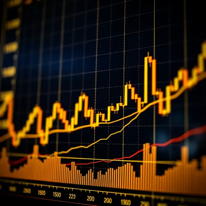 Gold price chart showing candlestick patterns and trend lines