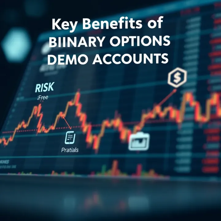 Illustration of advantages of demo trading with icons representing risk-free practice and learning