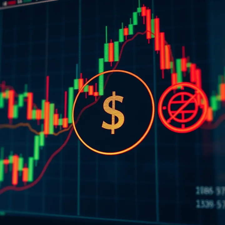 Illustration of financial chart with risk management and money control symbols for trading