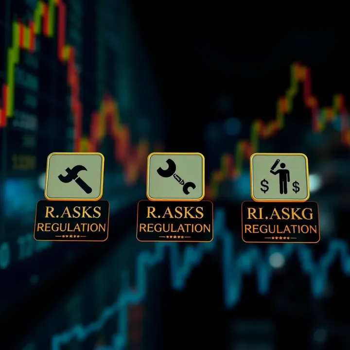 Illustration of risk and regulation symbols related to binary options investments in Colombia