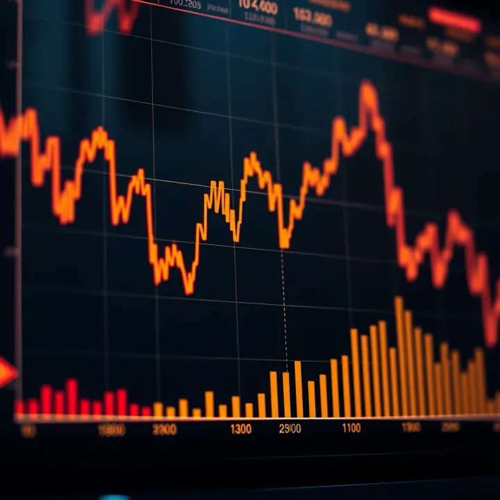 Graph showing upward and downward trends representing binary options trading outcomes
