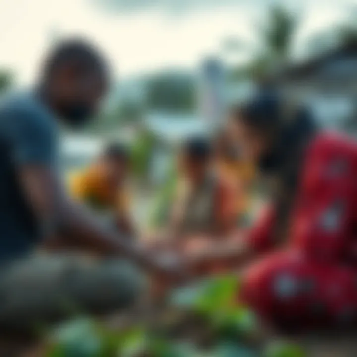 Community members collaborating on resilience-building activities to enhance disaster preparedness and recovery capacity