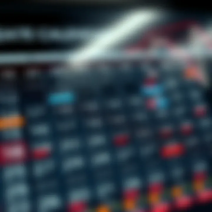 Economic calendar displaying dates and key financial events impacting market trends