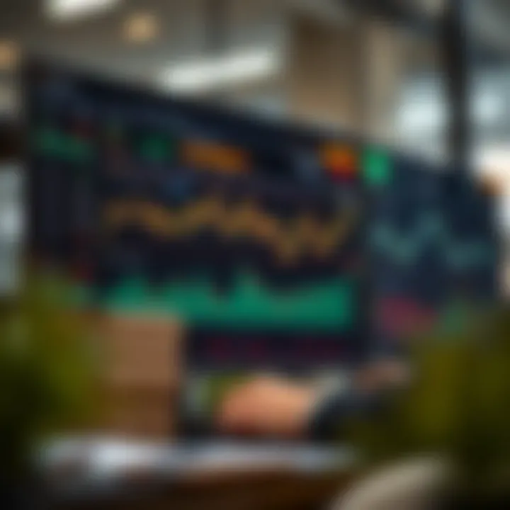 Illustration of a digital interface displaying various market trends and portfolio monitoring tools