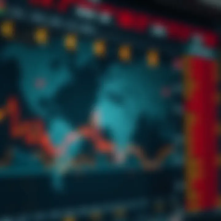 Global foreign exchange market showing currency symbols and world map