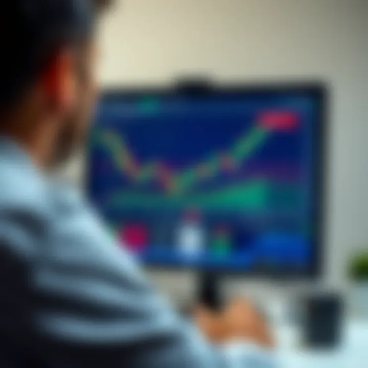 Illustration of a computer screen displaying a binary options trading platform with demo account interface