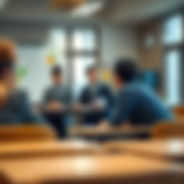 School safety team discussing risk management strategies in a classroom setting