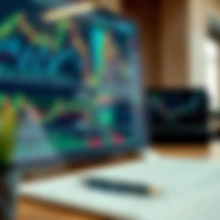 Technical analysis tools with charts and indicators used in swing trading