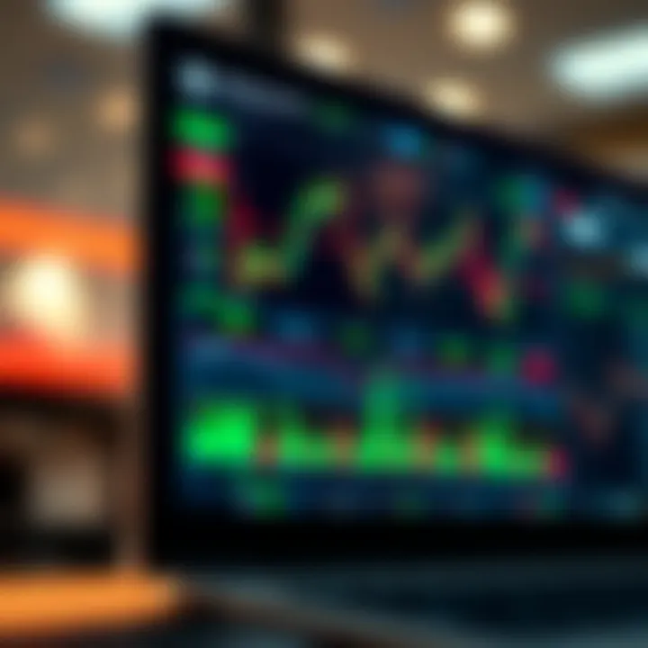Digital trading platform interface displaying charts and market data