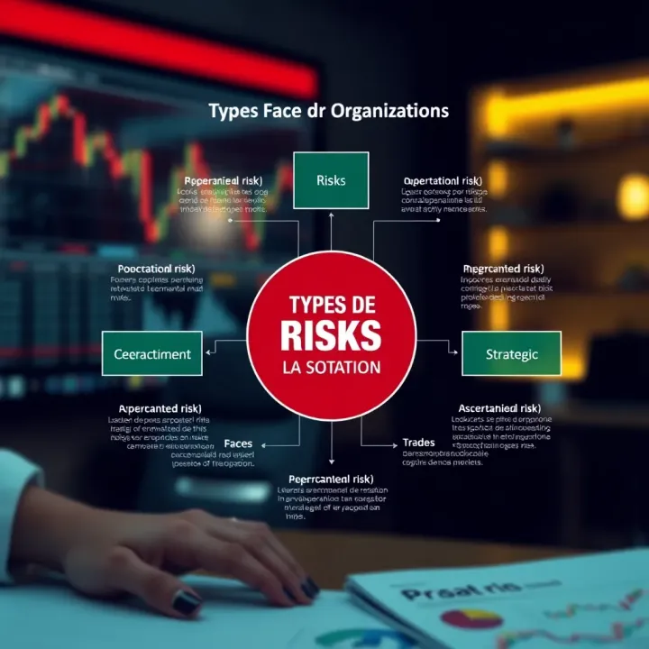 Diagram illustrating common types of risks in organizations including financial, operational, and strategic risks