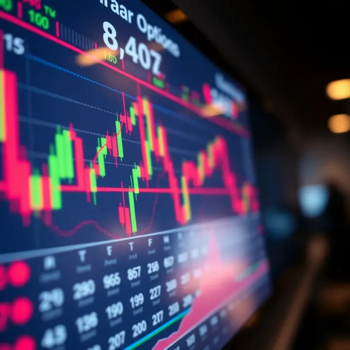 Graph showing binary options trading trends on a digital screen