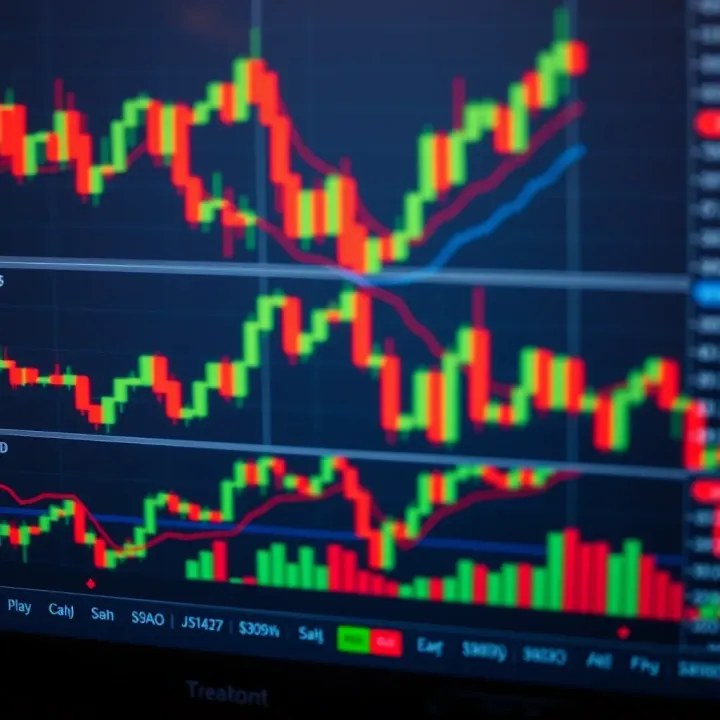 Various candlestick chart patterns displaying bullish and bearish trends on financial market graphs