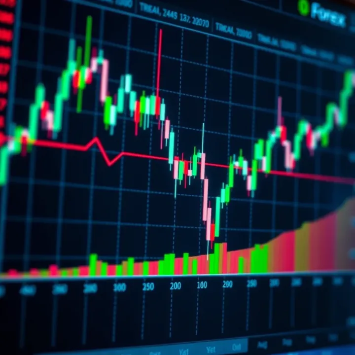 Graph showing currency exchange trends with highlighted copy trading connections