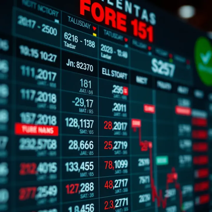 Economic calendar displaying upcoming Forex market events with dates and currencies