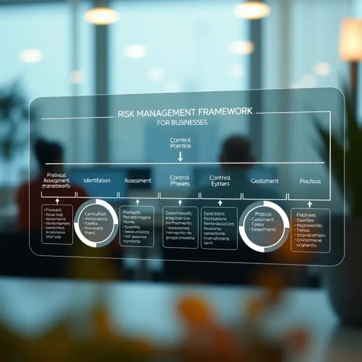 Risk management flowchart illustrating identification, assessment, and control phases in a business context
