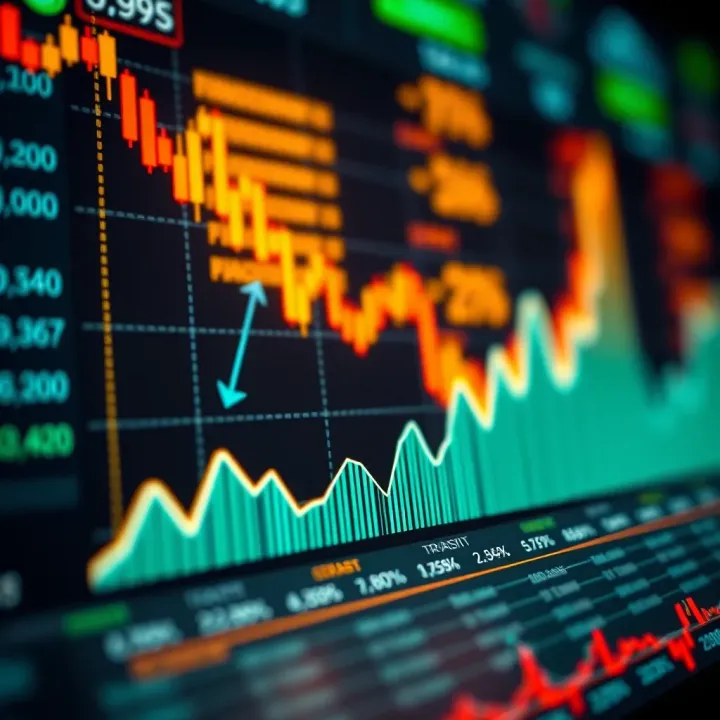 Graph showing financial data and upward trends representing investment growth through copy trading