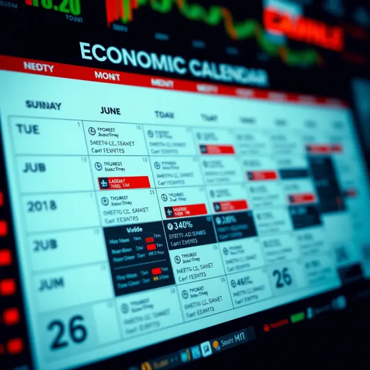 Calendar showing scheduled economic events affecting financial markets