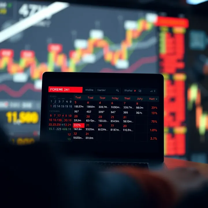 Economic calendar displaying key forex market events and data releases