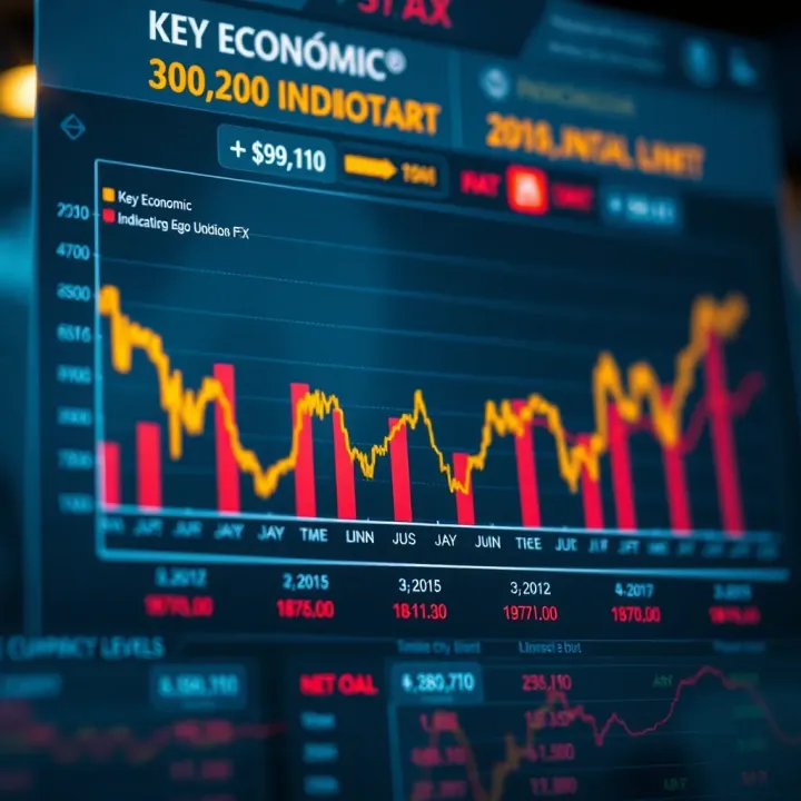 Graphical representation of major economic indicators influencing currency markets with impact levels