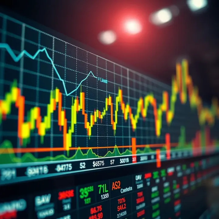 Graph showing the influence of major economic indicators on currency and stock market fluctuations