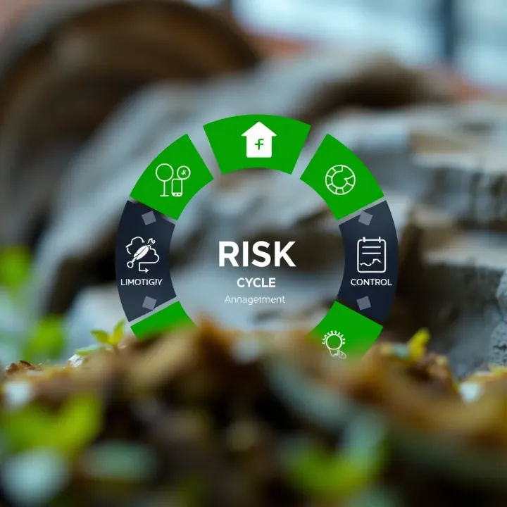 Diagram illustrating environmental risk management cycle with identification, assessment, and control phases