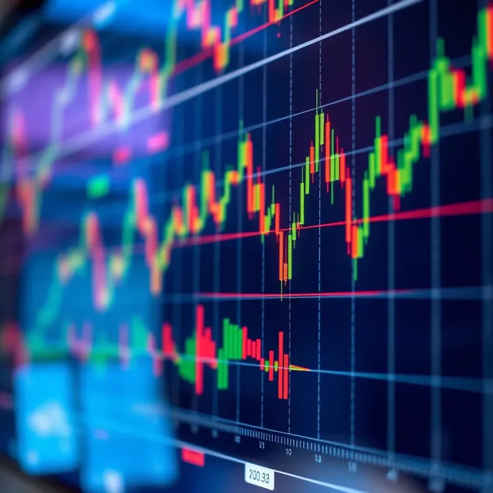 Graph showing various technical indicators and tools applied to financial market data