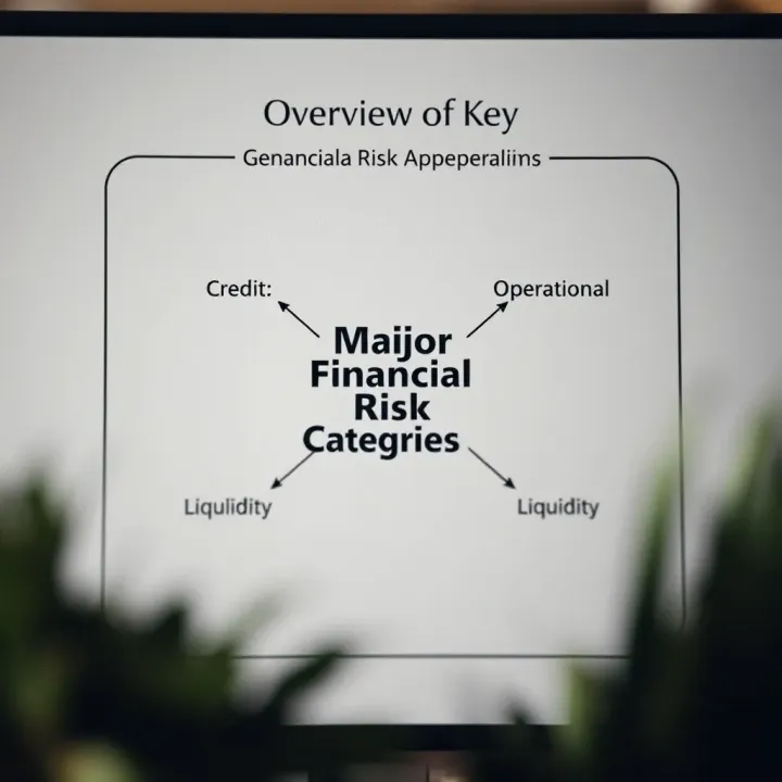 Diagram illustrating key financial risk categories including market, credit, operational, and liquidity risks