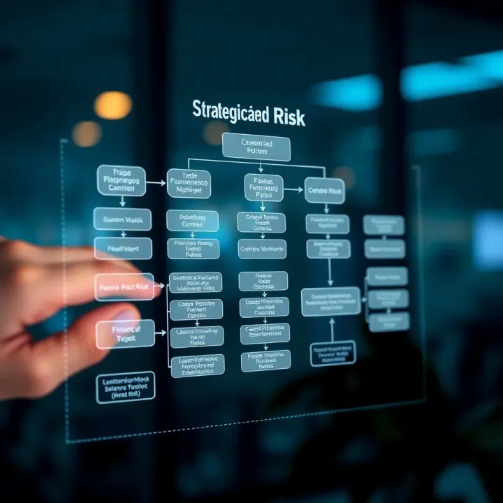 Flowchart depicting strategies and tools used for evaluating and mitigating financial risks in organizations