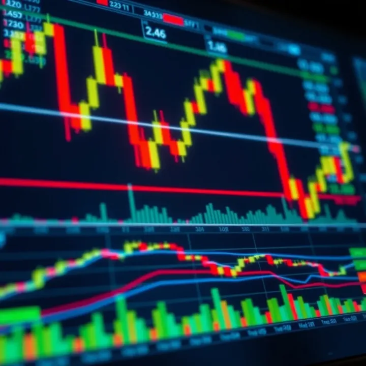 Graphical representation of currency trading with charts and currency pairs