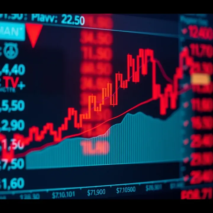 Graph showing currency pair fluctuations with upward and downward trends