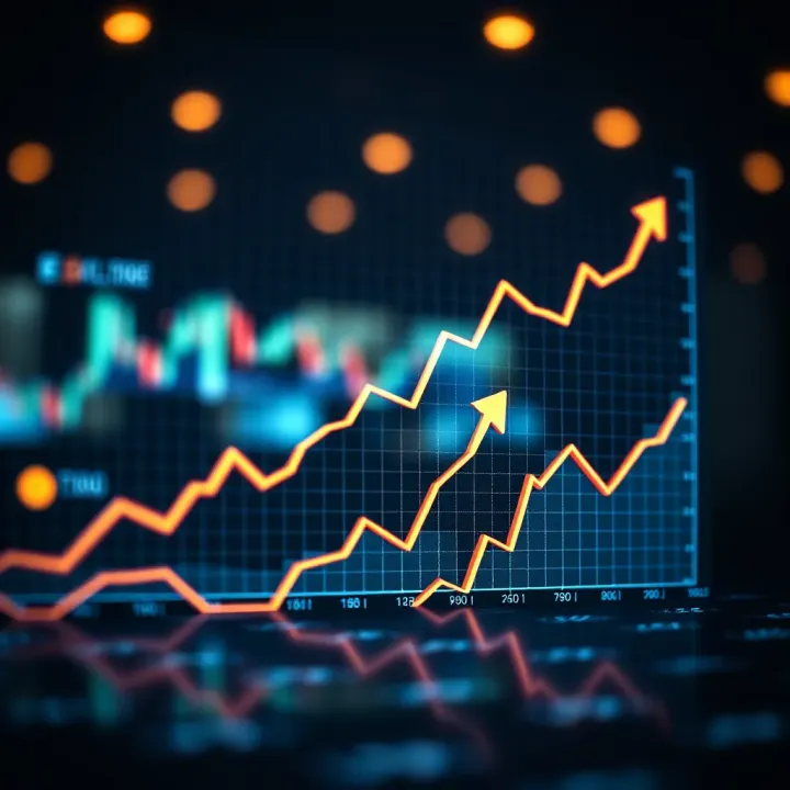 Graph showing upward trend in forex trading funding companies