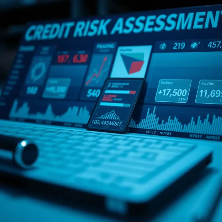 Diagram illustrating credit risk assessment with various financial indicators