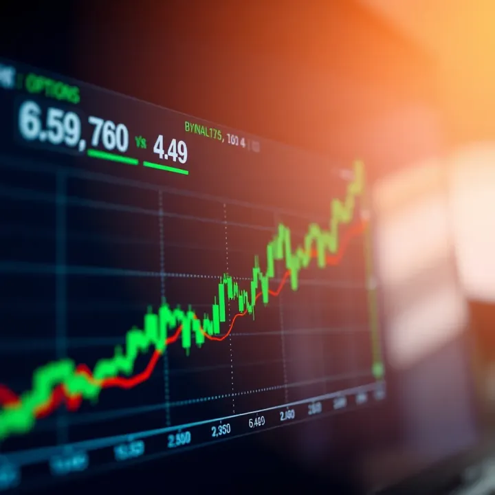 Graph showing upward trend in binary options trading success