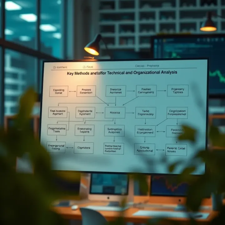 Flowchart showing key methods and tools used in technical and organizational analysis to enhance decision making