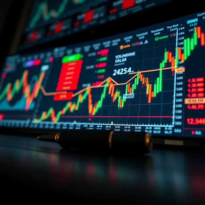 Illustration of common technical analysis tools including moving averages and volume indicators