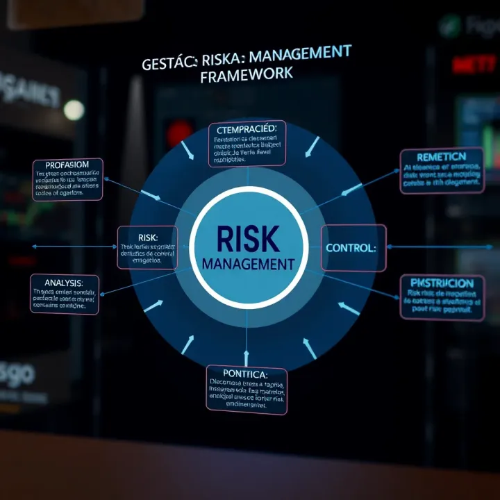 Visualization of risk management framework showing interconnected elements of risk identification, analysis, and control