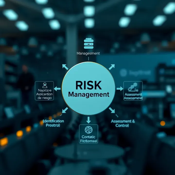 Diagram illustrating key stages of risk management including identification, assessment, and control