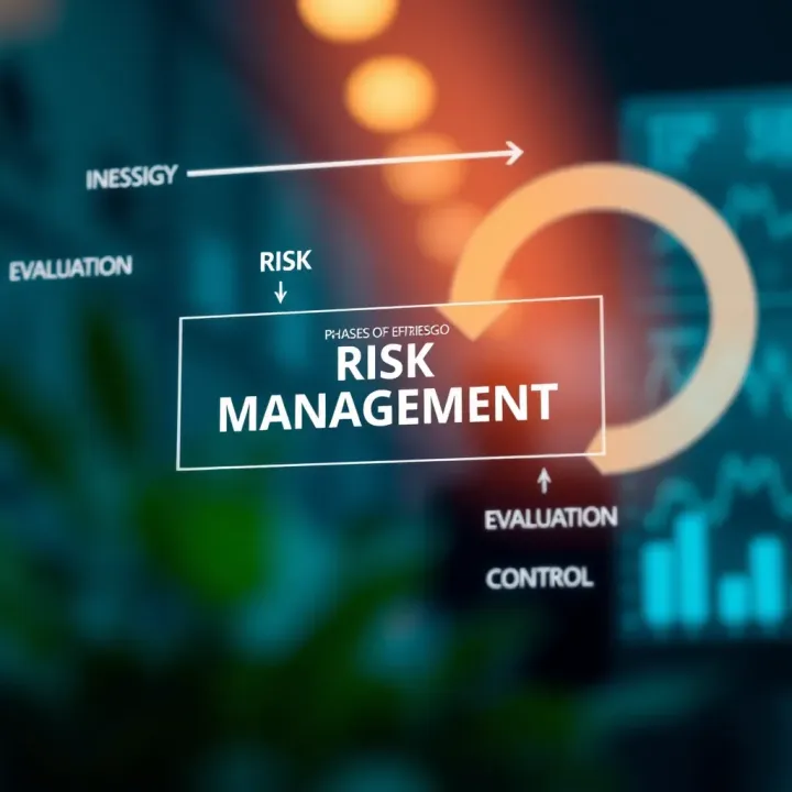 Diagram illustrating the key phases of risk management including identification, evaluation, and control