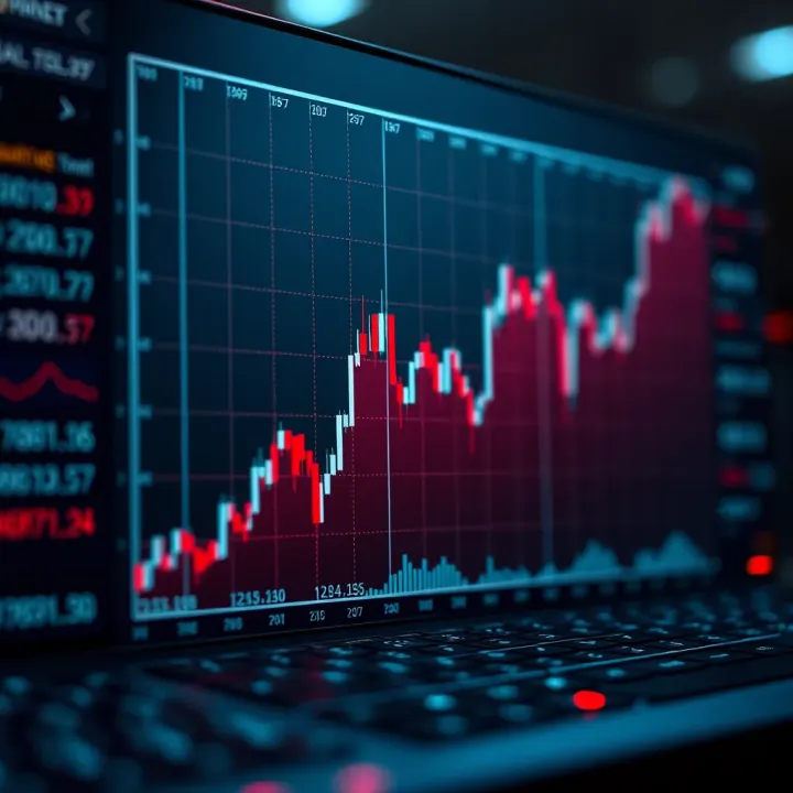 Graph showing upward and downward trends in binary options trading signals