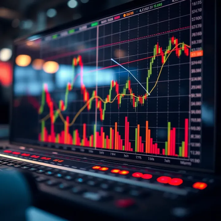Graph showing short and medium financial market trends for swing trading strategy