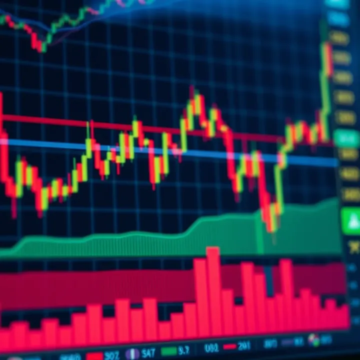 Financial market chart showing various technical indicators and price movements
