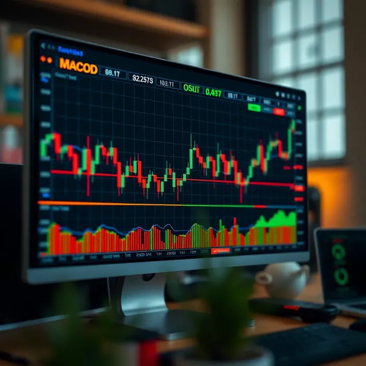 Collection of technical analysis tools including moving averages, RSI, and MACD indicators on a computer screen
