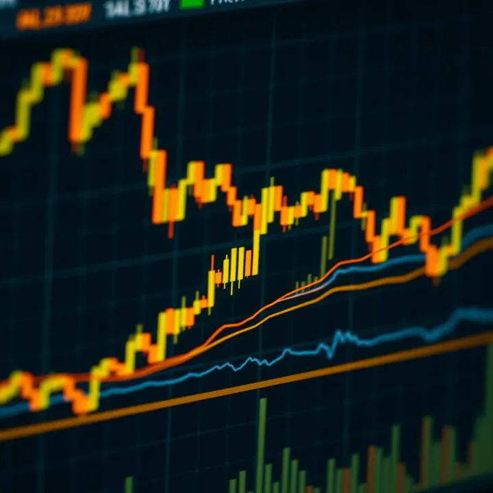 Technical indicators for gold including moving averages and RSI on trading graph