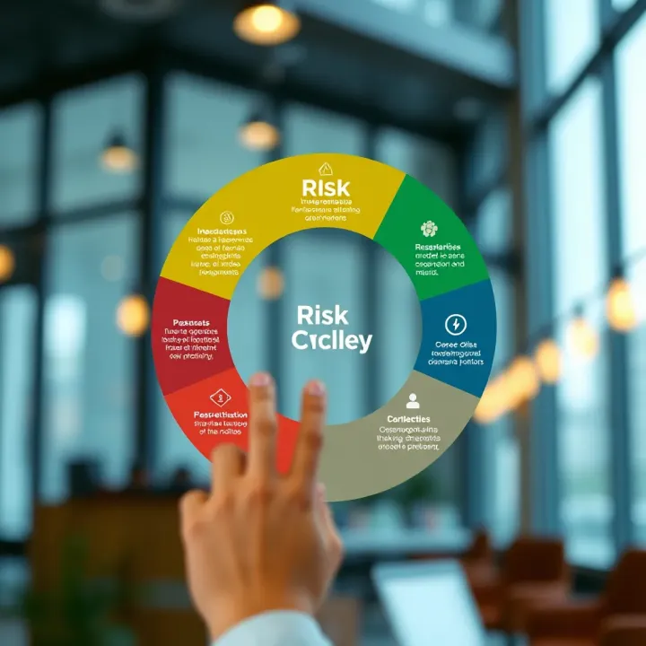 Diagram illustrating the continuous cycle of risk management phases including identification, assessment, and control