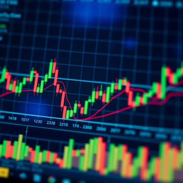 Candlestick chart showing price movements in a financial market